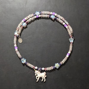 HIGH IntenCity Pink Purple Star Crystal Beaded Unicorn Statement Choker Necklace